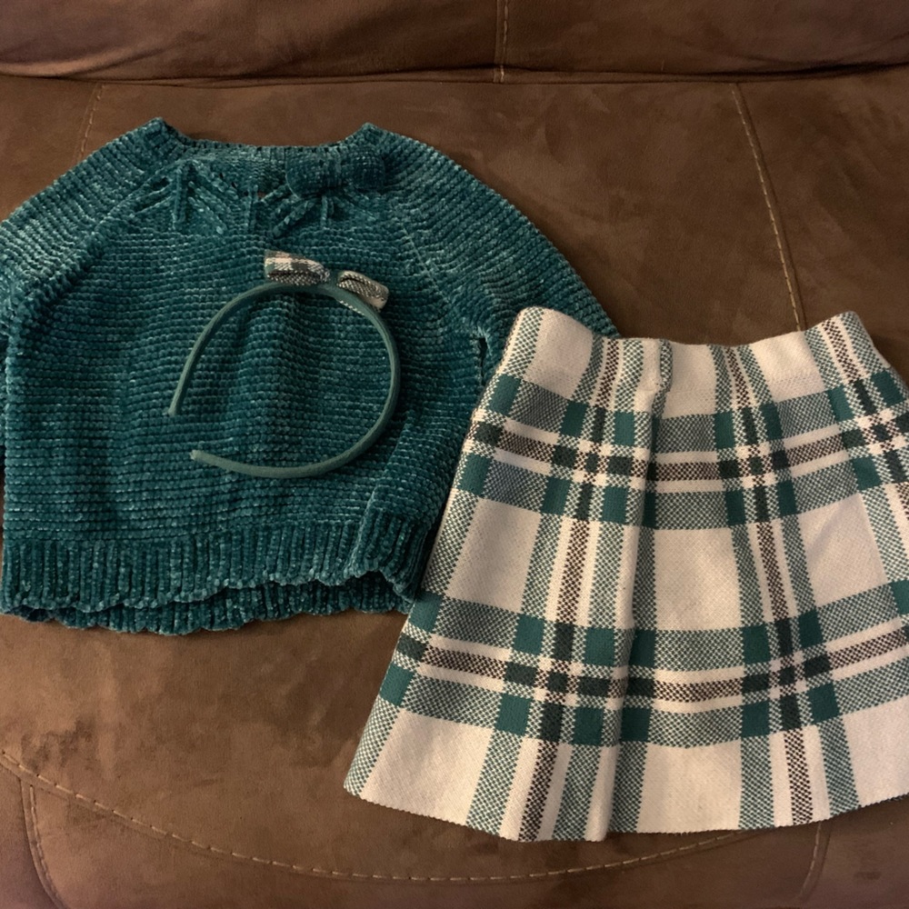 Girls sweater and skirt with matching headband
